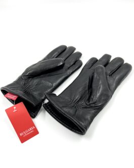 Мъжки зимни ръкавици от естествена агнешка кожа в черно 04