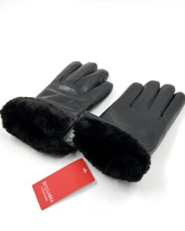 Мъжки зимни ръкавици от естествена агнешка кожа в черно 04