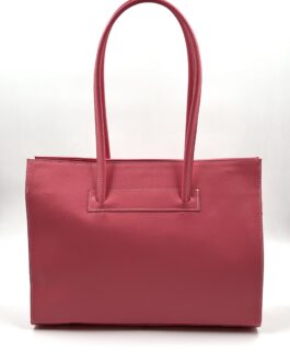Дамска голяма чанта от естествена кожа в цвят розово 333