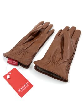 Дамски ръкавици от естествена агнешка кожа в кафяв цвят
