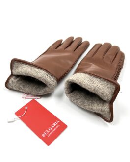 Дамски ръкавици от естествена агнешка кожа в кафяв цвят