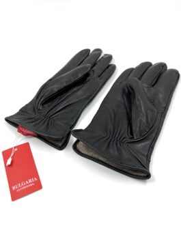 Мъжки ръкавици от естествена агнешка кожа в черно 1