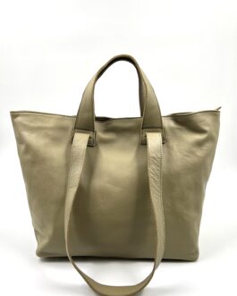 Голяма дамска чанта от естествена кожа в цвят олив 4500