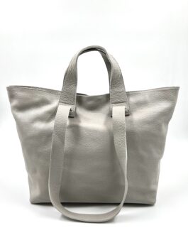 Голяма дамска чанта от естествена кожа в светло сиво 4500