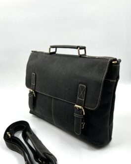 Мъжка чанта за лаптоп от естествена кожа Hunter в черно 0287