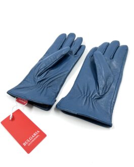 Дамски ръкавици от естествена агнешка кожа в син цвят