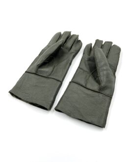 Дебели зимни ръкавици от естествена агнешка кожа в тъмнозелено 3