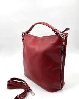 Дамска чанта от естествена кожа в червено 3315
