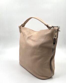 Дамска чанта от естествена кожа в цвят пудра 3315