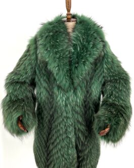 Луксозно дамско дълго палто от естествен косъм 01