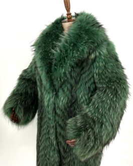 Луксозно дамско дълго палто от естествен косъм 01