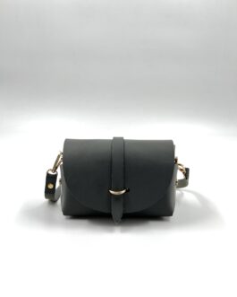 Малка дамска чанта от естествена кожа в тъмносив цвят 211