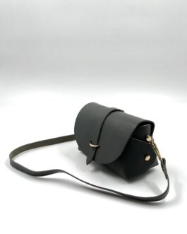Малка дамска чанта от естествена кожа в тъмносив цвят 211