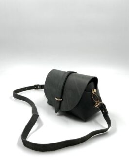 Малка дамска чанта от естествена кожа в тъмносив цвят 211-2