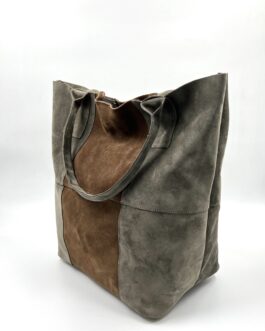 Дамска чанта тип торба от естествен велур 048
