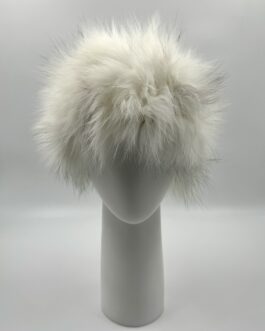 Лента за глава от естествен косъм на лисица в бяло