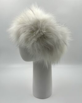 Лента за глава от естествен косъм на лисица в бяло