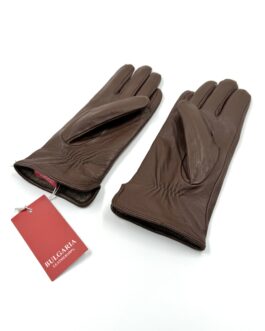 Дамски ръкавици от естествена агнешка кожа в цвят шоколад