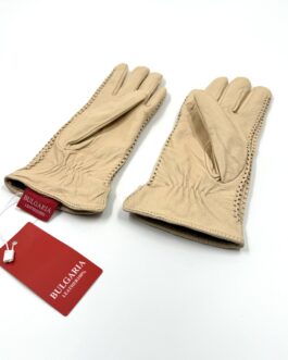 Дамски ръкавици от естествена агнешка кожа в цвят ванилия