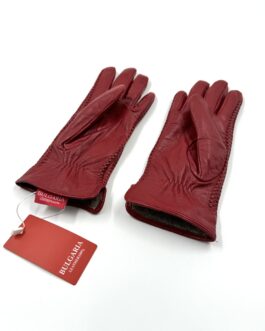 Дамски ръкавици от естествена агнешка кожа в тъмночервено 2