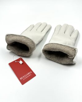 Дамски ръкавици от естествена агнешка кожа в бяло