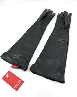 Дълги луксозни ръкавици от естествена агнешка кожа в черно 2