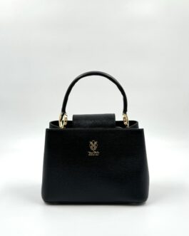 Малка дамска чанта от естествена кожа в черно 1010
