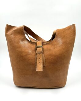 Мароканска чанта тип торба от естествена кожа в цвят натурал 822