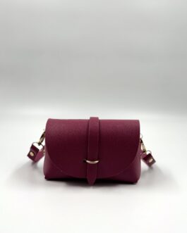Малка дамска чанта от естествена кожа в цвят фуксия 211