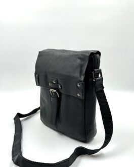 Мъжка чанта през рамо от естествена кожа в черно 2025