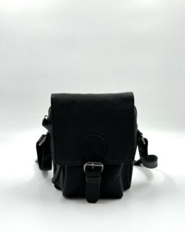 Мъжка малка чанта през рамо от естествена кожа в черно 773