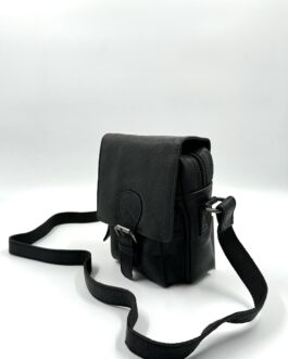 Мъжка малка чанта през рамо от естествена кожа в черно 773
