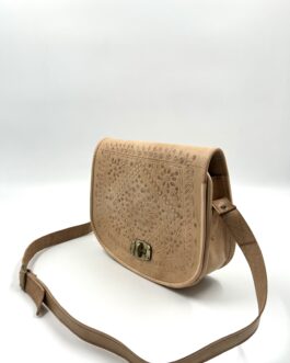 Мароканска чанта през рамо от естествена кожа натурал 3229-2