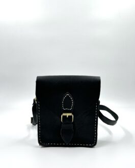 Винтидж чанта през рамо от естествена кожа в черно 534