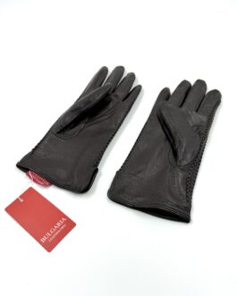 Дамски ръкавици от естествена агнешка кожа в тъмнокафяво