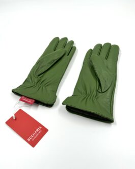 Дамски ръкавици от естествена агнешка кожа в зелено 2