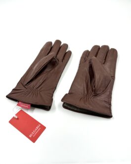 Мъжки ръкавици от естествена агнешка кожа в кафяво 1