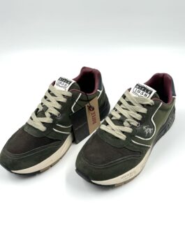Мъжки спортни обувки от естествена кожа в зелено 1313