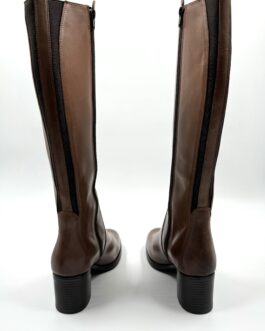 Дамски елегантни ботуши от естествена кожа в кафяво 1298