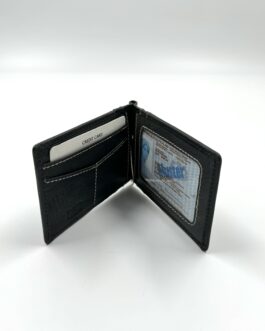 Мъжки портфейл с щипка от естествена кожа в черно 034