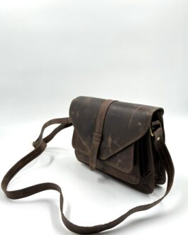Дамска чанта от естествена кожа в тъмнокафяв цвят 0919
