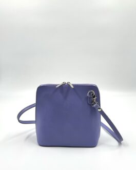 Малка дамска чанта през рамо от естествена кожа в люляков цвят 404