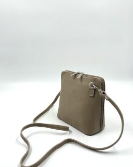 Малка дамска чанта през рамо от естествена кожа в цвят визон 404