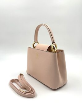 Малка дамска чанта от естествена кожа в светло розово 1010