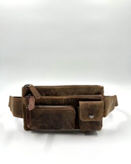 Чанта за кръст от естествена Хънтър кожа в кафяво 0702
