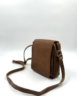 Мъжка чанта през рамо от естествена кожа в кафяво 0020-5