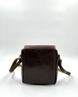 Мъжка чанта през рамо от естествена кожа в тъмнокафяво 0020-3