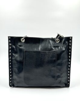 Голяма дамска чанта от естествена кожа в черно 0553-1