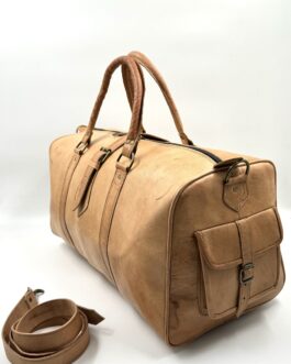 Пътна винтидж чанта от естествена кожа в натурално кафяво 3