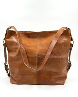Голяма дамска чанта от естествена кожа в кафяво 0303